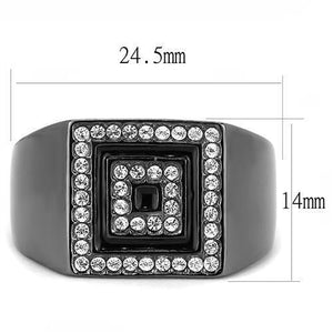 TK3220 - IP Light Black  (IP Gun) Stainless Steel Ring with Top Grade Crystal  in Clear